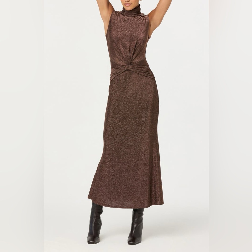 ASTR  the Label Riana Metallic Elegant‎ Brown Sleeveless Dress - Picture 3 of 16